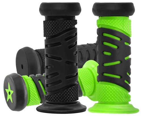 TOKSEO Schwarz und Grün Fahrradgriffe Kinder, Sicherheit Durch Prallschutz, Griffe Kinderfahrrad 22mm Kaliber,95 mm Länge Gummi Lenkergriffe Fahrrad Kinder für Roller, Laufrad