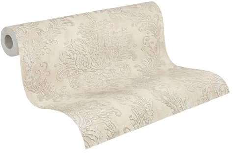 A.S. Création History of Art 2 Vliestapete Ornament 10,05 m x 0,53 m - Beige, Creme, Metallic - Tapete Barock für Wohnzimmer Schlafzimmer - 790495