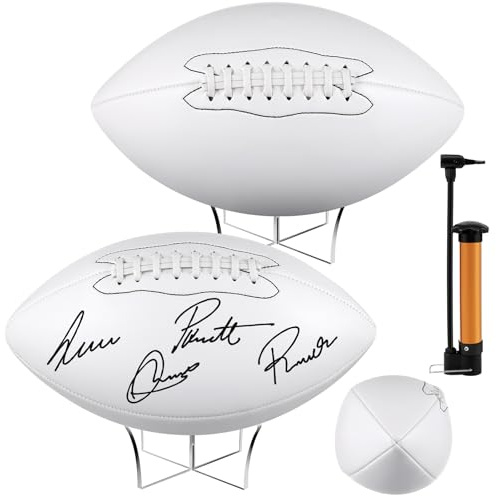 Hiboom Autogramm-Fußball mit Acryl-Ballständer, 4 Paneele, blanko, offizieller Ball für Schule, Uni, Trainer, Geschenk, 75 cm, 4 Stück