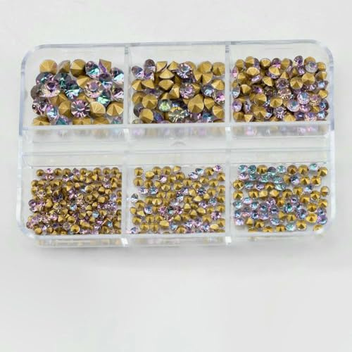 La più popolare macchina da taglio colorata con 6 griglie in scatola di vetro con punta posteriore in strass per decorazioni fai da te per unghie - viola chiaro - misure mis