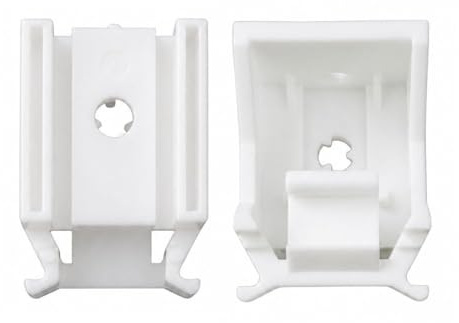 Confezione da 2 staffe per tende a pacchetto da 35 mm, in plastica resistente, con clip di fissaggio per fissaggio frontale, staffe a molla nascoste per binario da 35 mm, circa 33,45 mm x 25,60 mm