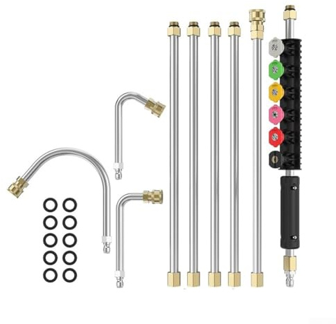 Rallonge pour nettoyeur haute pression de 2,7 m, 6 embouts pour l'efficacité du nettoyage de gouttière et de toit