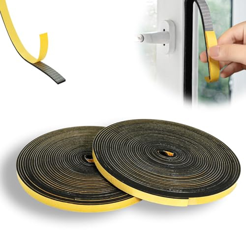 KINETOX Joint Porte Entree 24m Joints Plaque de Cuisson Joint Fenêtre Isolation Mousse Autocollante 6mm x 3mm Applicable Climatiseurs Interstices de Portes et Fenêtres Cuisinières Gaz