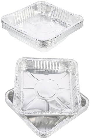 MUCKLILY Bandejas Cuadradas de Aluminio 1440 Ml 20 Piezas para Hornear y Barbacoa Aptas para Horno y Freidora de Aire Bandejas Desechables para Preparar y Servir Alimentos