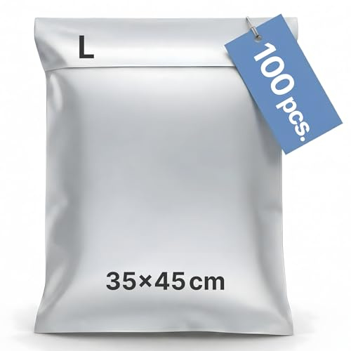 LIPOLABA® Pack de 100 bolsas de envío L 35x45 cm | Sobres de envío de plástico para ropa y paquetes grandes | Bolsas opacas e impermeables | Embalaje para Vinted, Wallapop y ecommerce