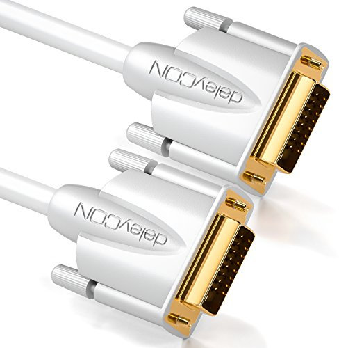 deleyCON 2m DVI Kabel Dual Link 24+1 HDTV Auflösungen bis 2560x1080 FULL HD 1080p 3D Ready DVI-D Dual Link vergoldete Kontakte - Weiß