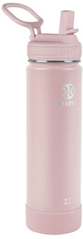 Takeya Actives Insulated Water Bottle w/Straw Lid, 22 Ounces, Blush