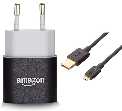 Amazon Basics - Cargador USB de 5 W - compatible con los dispositivos Amazon + Cable USB 2.0 de tipo A macho a micro B (Paquete de 1), 1.83 m, Negro