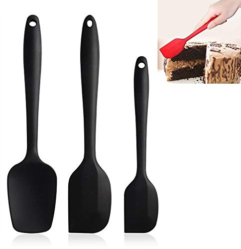 Kitchen Gadgets 3 in 1 Silicone Spatula Cake Cream Spatula Baking Tool Set (Color : Black)