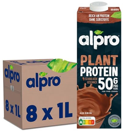 Alpro Chocolate Soya Drink - High Protein - Plant-Based Long Life Dairy Free & Lactose Free Milk Alternative - 1L (Pack of 8)