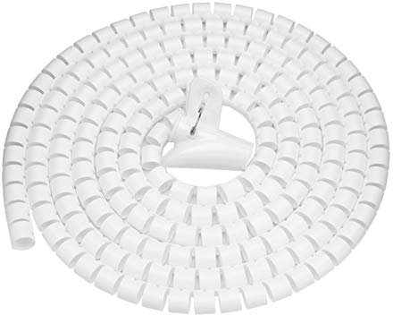 Niiyen Spiralwickelschlauch, Flexibler Spiralschlauch Kabelorganisator Wire Wrap Cord Protector Kabelaufbewahrungsrohr, zum Organisieren und Schützen Ihrer Verkabelung(Weiß 3m×16mm)