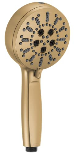 Delta 7-Setting Brushed Gold Wall-Mount Handheld Shower Head with ProClean Spray, Hand Held Shower Head with High Pressure Spray, Lumicoat Chrampagne Bronze 59584-CZ-PR-PK