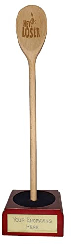 Personalised Wooden Spoon Trophy, Award. Choice Of Designs Engraved With Any Text