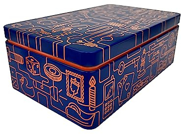 TINIT Stuff Tin - Man Tin Miscellaneous Storage Box (Navy/Orange)