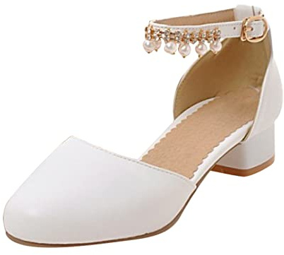 FGUUTYM Robe de mariage - Pour fille - Princesse - Chaussures à talons hauts - Élégantes - Avec franges - Strass - Chaussures de soirée - Chaussures individuelles - Chaussures de mariage, Blanc., 38
