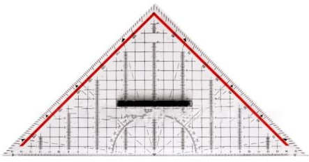CASNO Geodreieck mit roter Skala, 20/30 cm, Kunststoff-Winkelmesser, transparentes Geodreieck mit Griff, Geometrie, Dreieck, Mathematikwerkzeug, Büro, Schulbedarf