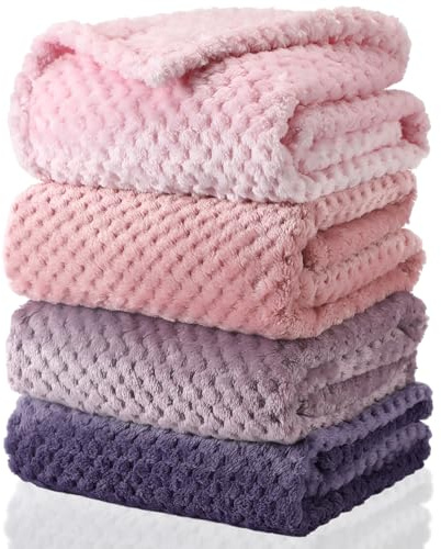 Frienda 4 Pcs Baby Fuzzy Blanket Fluffy Baby Blanket for Boys Girls Soft Warm Infant Newborn Toddler Receiving Nursery Bed Supplies, 32 x 24 Inch(Pink Color)