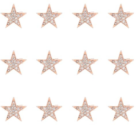 SUPERFINDINGS 12 broches Étoile en Alliage Pentagramme Or Rose Strass Badge Broche en Métal pour Robe Pull Écharpe Bérets Sac Décorations