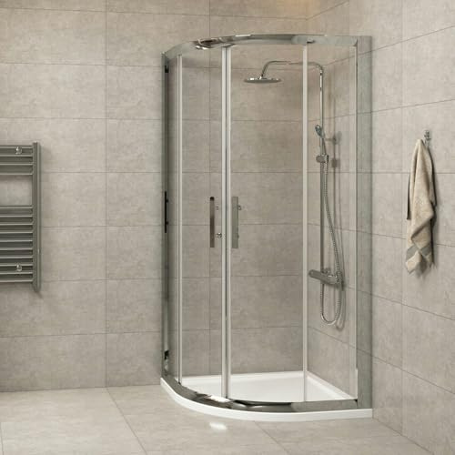 700 x 700 mm Quadrant Shower Enclosure with Tray Double Sliding Cubicle Door 6mm Safety Tempered Glass