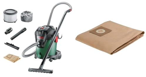 Bosch Home and Garden Bosch våt- och torrdammsugare AdvancedVac 20 (1 200 watt, volym 20 liter) & Bosch Home and Garden 2609256F33 Pappersfilterpåse för Dammsugare AdvancedVac 20, Beige, 5 Stycken