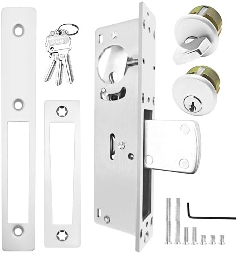 Storefront Door Mortise Lock Swing Deadbolt, Commercial Door Locks with Double Cylinder Deadbolt, Door Lack Replacement Parts for Storefront Entry Doors (1-1/8inches Backset)，1-Year After-Sale