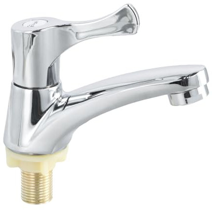 Grifo de Agua Fría Individual, Modernos Plata Grifos de Baño, Grifo de Aleación de Zinc, Accesorios para Lavabo Agua Fria para Cocinas, Baños y Lavanderías
