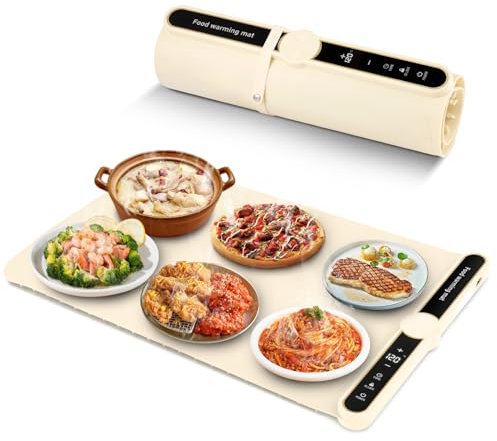 Piastra riscaldante elettrica pieghevole 120 °C | 7 livelli di temperatura + timer 6H | tappetino riscaldante alimentare portatile per feste e cucina