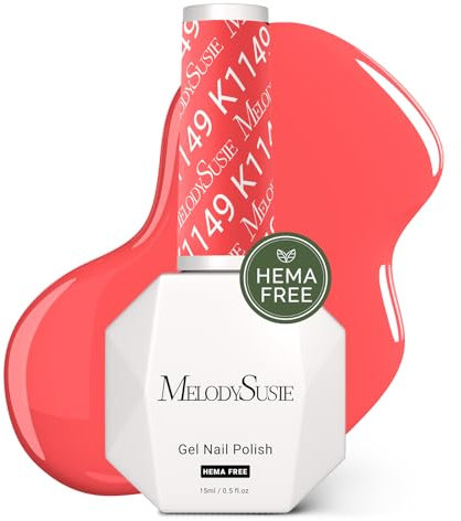 MelodySusie Hema Free Gel Nail Polish, 0.5 Fl Oz Thick Coral Pink Gel Polish, Non-Toxic, Long Lasting, Soak Off UV Nail Polish, Manicure Nail Design Salon DIY Nail Art at Home K1149