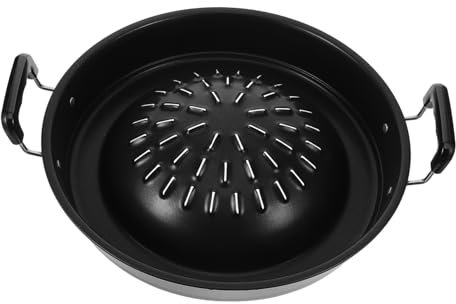 Didiseaon Korean BBQ Grill Pan 30cm Stainless Steel Portable BBQ Stove Outdoor Charcoal Grill Tray for Camping Picnic Party