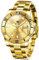 OLEVS Goldene Uhr Herren Wasserdicht Luxus Quarz Analog Herrenuhren Edelstahl Stylish Leuchtende Armbanduhr Herren Großes Zifferblatt Metallarmband Uhren für Männer mit Datumsanzeige Geschenke