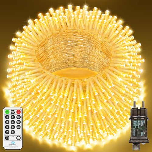 JXLEDAYY 1200 LED Lichterkette Außen, 36M Lichterkette Outdoor Strom 8 Modi mit Timer Fernbedienung Transparente Kabel Wasserdich für Balkon Hof Garten Party Hochzeit (Warmweiß)