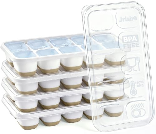 Silikon Iskubsform med Lock, BPA-Fri Silikon Isform Liten Isbitsform 4 Pack | Flexibel och Lätt att Lossa, LFGB Certifierad Livsmedelsklassad Isbricka, Stapelbar och Diskmaskinssäker