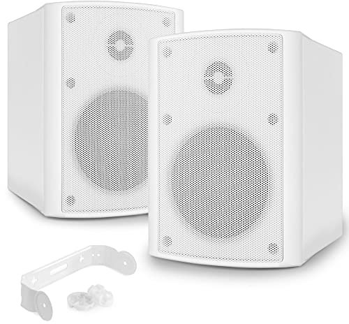 Power Dynamics BGO40 - Lautsprecher Boxen - 2er Set - 100 Watt - 2-Wege In- und Outdoor Wandlautsprecher für die Festmontage an Wand und Decke - Boxen Set für Zuhause, Gastro, Bars - Weiß