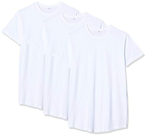 Build Your Brand Herr T-shirt 3-pack Shaped Long Tee Multipack basskjorta för män, längre skuren, finns i många färgvarianter, storlekar XS – XXL, Vit (Wht/Wht 01205), XXL