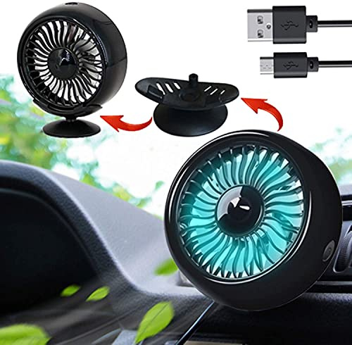Kwak's Mini-Lüfter für Auto mit LED-Licht | ABS-Material, Lüftungsventilator, Für Auto Home Office, KFZ-Ventilator