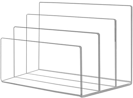 Bexdug Acryl Aktenorganizer,Bücherregal,Zeitschriftenhalter mit Ablagefächern, Katalogsammler Sorter Prospekthalter zum Austellen,Transparent