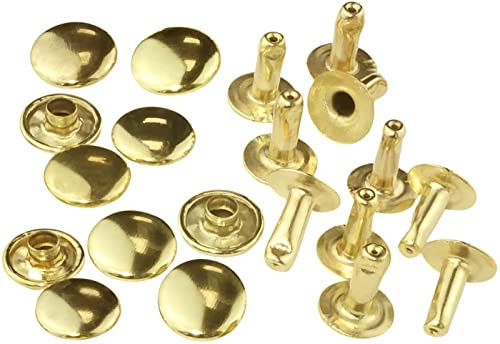 AERZETIX - C56645 - Satz von 10 Hohlnieten Ø9 mm doppelkopf beidseitig für jeans hosen - aus stahl - farbe gold - kurzwaren nähen kleidung handwerk kunsthandwerk