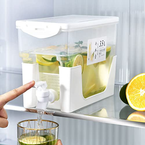 Dispensador de bebidas de 3,5 l con soporte de doble uso, dispensador de jugo, dispensador de agua para nevera, recipiente de jugo, dispensador de botella de leche de plástico para hacer tés y jugos