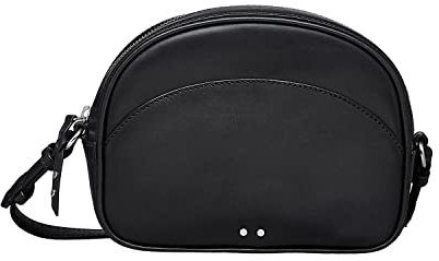 Becksöndergaard Veg Pernille Bag in Schwarz - kleine Umhängetasche Damen halbrund aus Leder mit Reißverschluss - L:21 x H:17 x B:7 cm