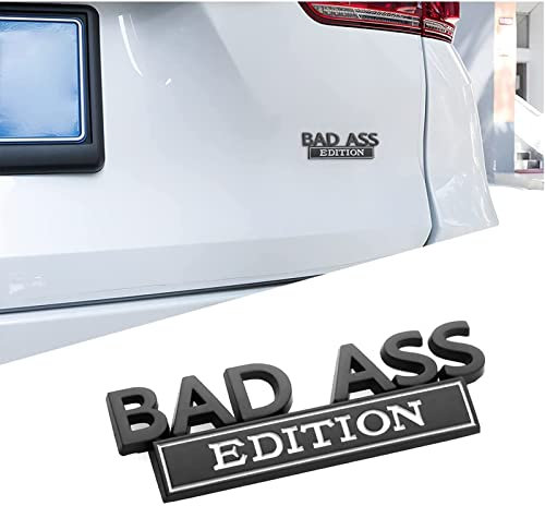 Distintivo per Auto Bad Ass Edition, Adesivo per Auto in Metallo 3D per Auto, Adesivo per Auto Autoadesivo con Emblema, Adatto per la Decorazione di Interni ed Esterni di Auto(Nero Bianco)