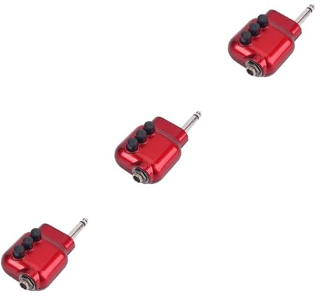 Hemobllo 3pezzi Preamplificatore Mini Con Controllo Volume e Eq Bassi Spina Per Chitarra Acustica Accessori Musicali Compatti e Leggeri Rosso Scuro
