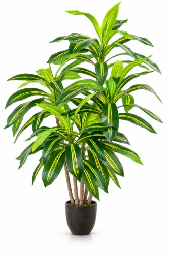 PASCH® Drachenbaum Kunstpalme groß (120 cm) | Realistische Kunstpflanzen groß | Künstliche Pflanzen wie echt | Palme künstlich | Künstliche Palme für natürliches Ambiente