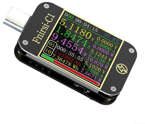 FNIRSI-C1 USB Tester，USB Voltage and Current Tester Detector, Digital Volmeter Ammeter Power Bank Capacity Tester C1 PD Trigger USB-C Voltmeter Ammeter(With APP control)