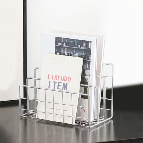 LIKEUDO Silber Metall Schreibtisch Büro Zeitschriften Holder Desktop Magazinhalter Zeitschriftensammler Sorter