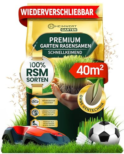 Heimwert Rasensamen schnellkeimend Sommer und Herbst All Saison - Grassamen - Rasensamen Sport und Spiel aus hochwertigster Gräser Mischung empfohlener RSM Sorten - 1kg für 40m2 Made in Germany (1kg)