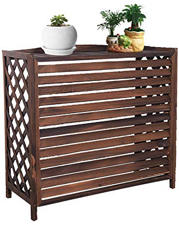 Blumenständer für den Außenbereich, Holzregal für Klimaanlagen, Klimaanlage, Outerhine, Blumenregal, Balkon-Dekorationsregal, Holzblende für den Außenbereich als Pflanzenlagerregal, 34″x14″x31″