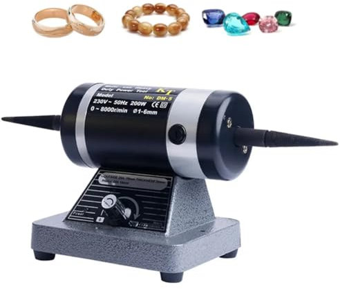 Mavdecll Pulidora De Joyas, Rectificadora De Banco De Joyería De Velocidad Ajustable, Lijadora Pulidora De Doble Cabezal con 2 Ruedas De Tela, para Esmerilar, Grabar, Taladrar Y Pulir