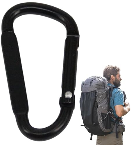 Moschettone con anello a D, clip con anello a D,Moschettone a forma di anello a D in lega di alluminio - Moschettone in metallo, clip a D, moschettone da viaggio, moschettone per zaino, da c