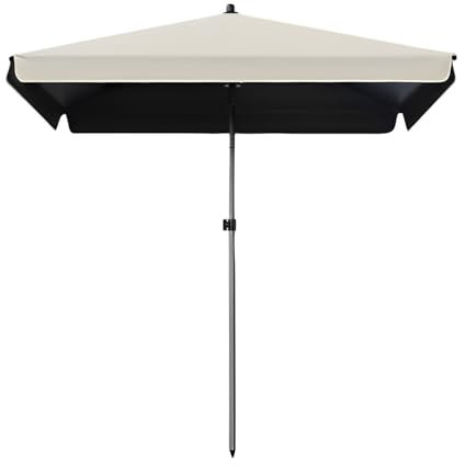 Tragbarer, rechteckiger Strandschirm, höhenverstellbar, regendicht, UV-beständig, kleiner Gartenschirm, beige., beige, 170x137cm