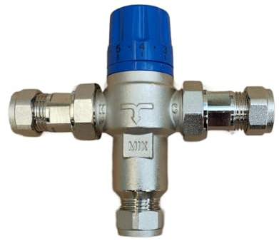 Valvola Miscelatrice Termostatica Regolabile 20-65°C in Ottone Cromato, DN15 1/2 per Impianti Solari, Bagni e Cucine - Sicura e Facile da Installare